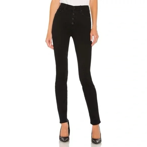 MOTHER | The Pixie Swooner Skimp Button Fly Not Quilty Black Denim Jeans | 28 - Picture 2 of 11